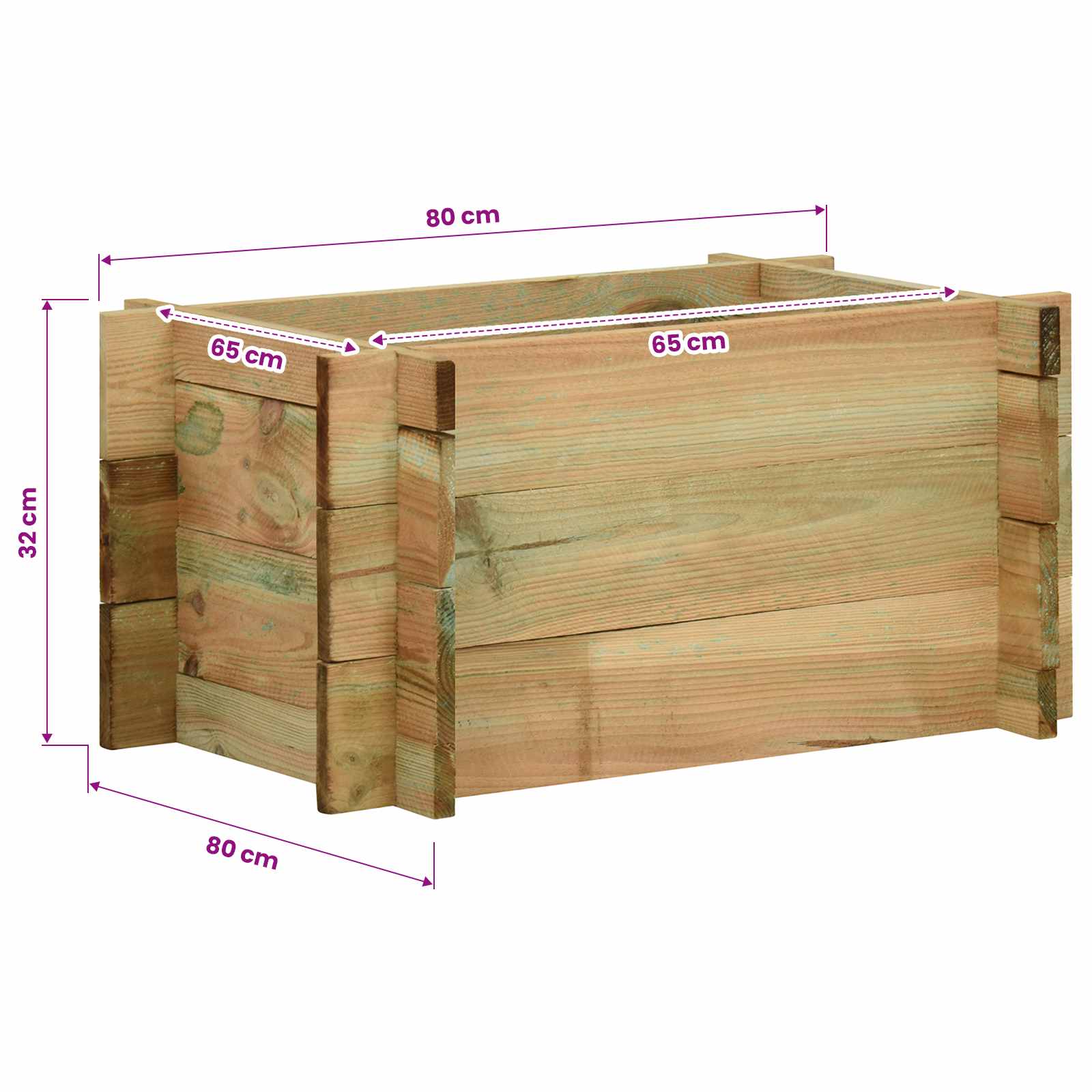 Podignuti vrt za povrće Zelena 80 x 80 x 32 cm Masivna borovina