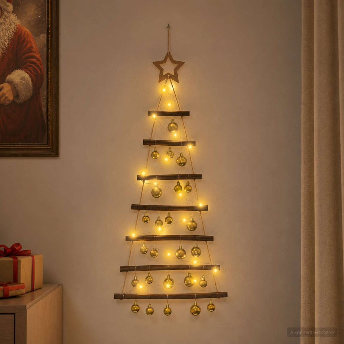 Viseća božićna jelka s kuglicama 30 LED lampica Višebojno