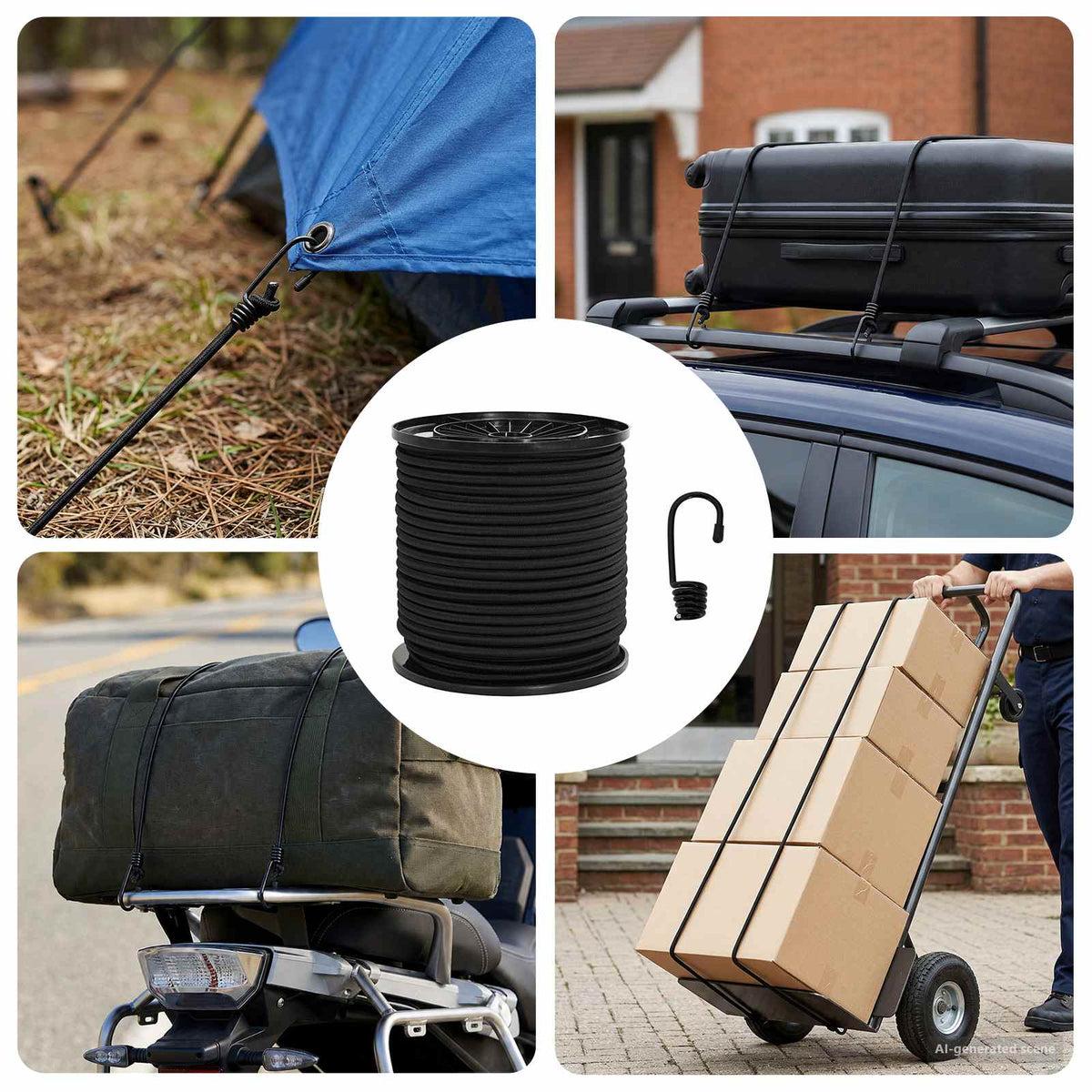 Bungee užadi s kukama 4 mm Crna PP i guma