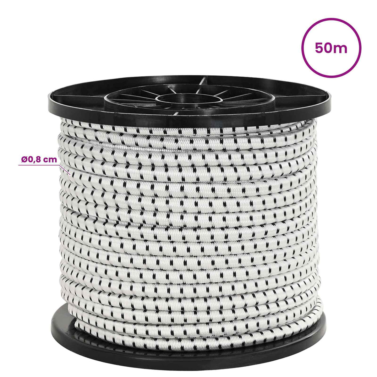 Bungee užadi s kukama 8 mm Crna i bijela PP i guma