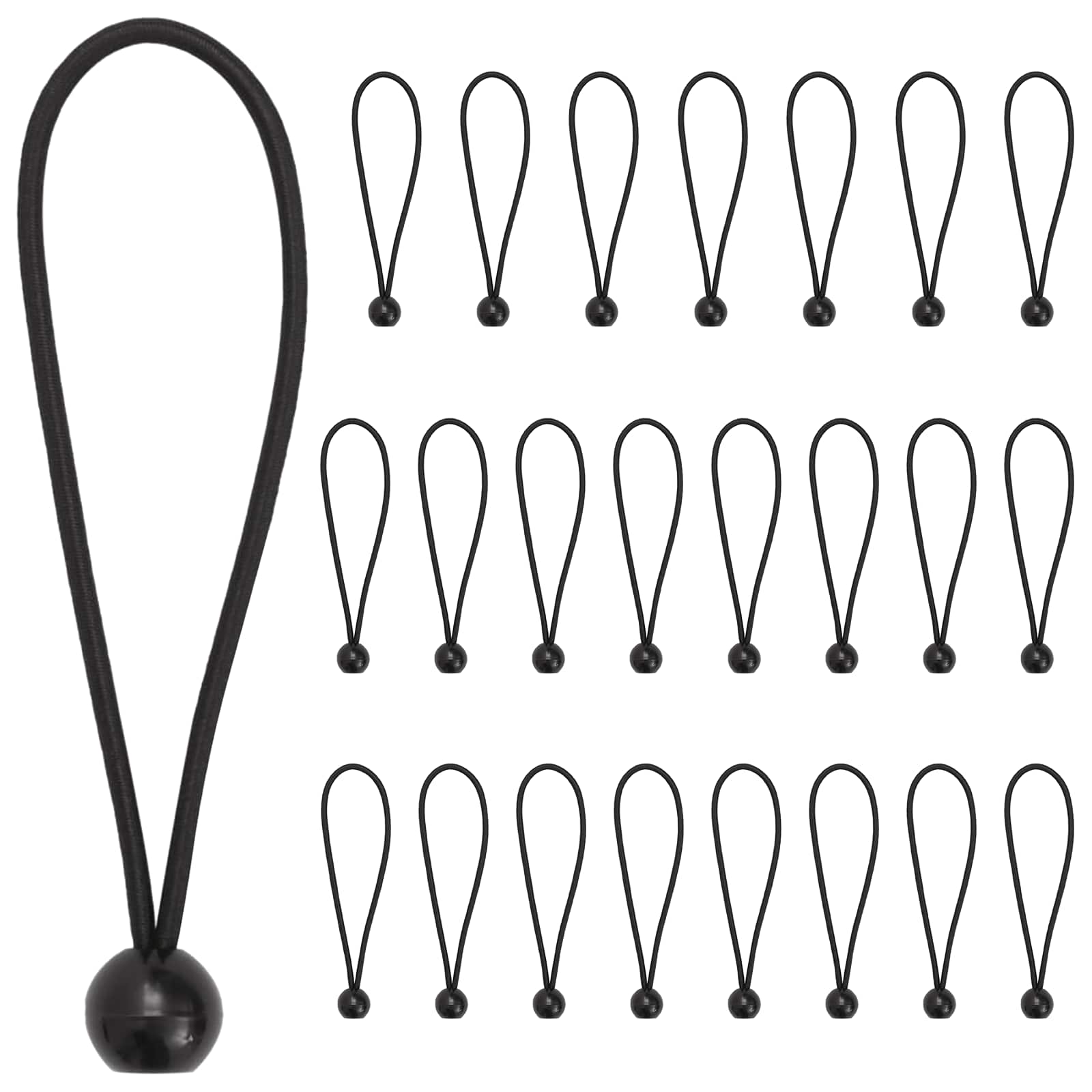 Bungee uže s lopticama 24 kom. Crna 4 mm x 22 cm Polipropilen