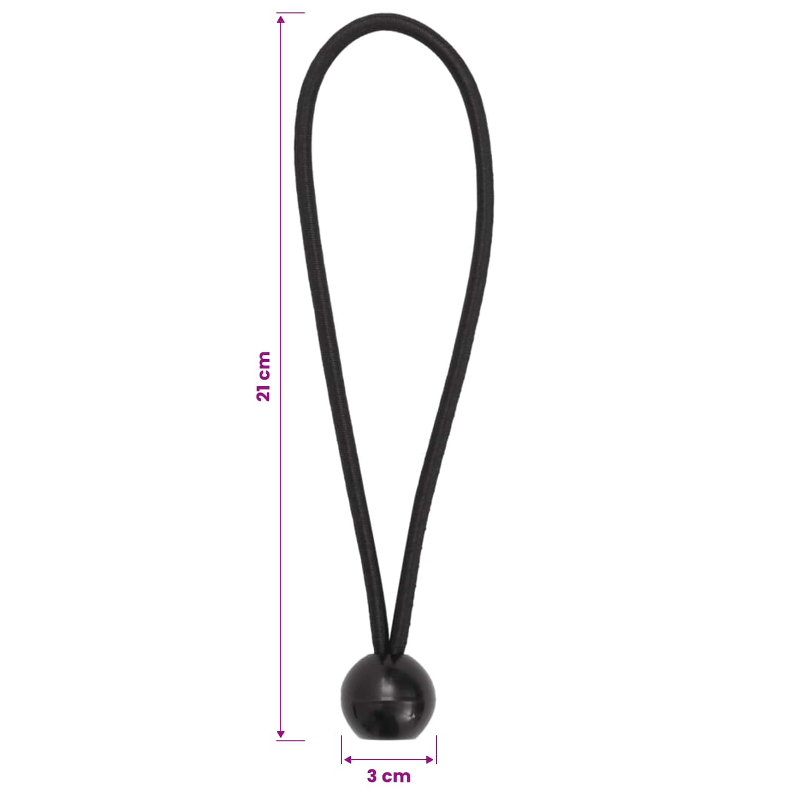 Bungee uže s lopticama 24 kom. Crna 4 mm x 22 cm Polipropilen