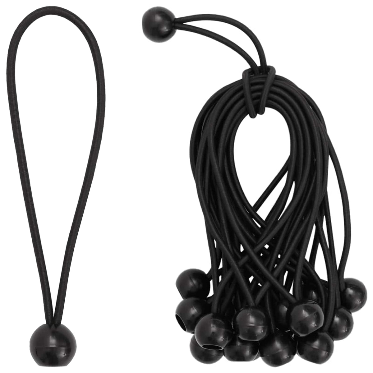 Bungee uže s lopticama 100 kom. Crna 4 mm x 22 cm Polipropilen