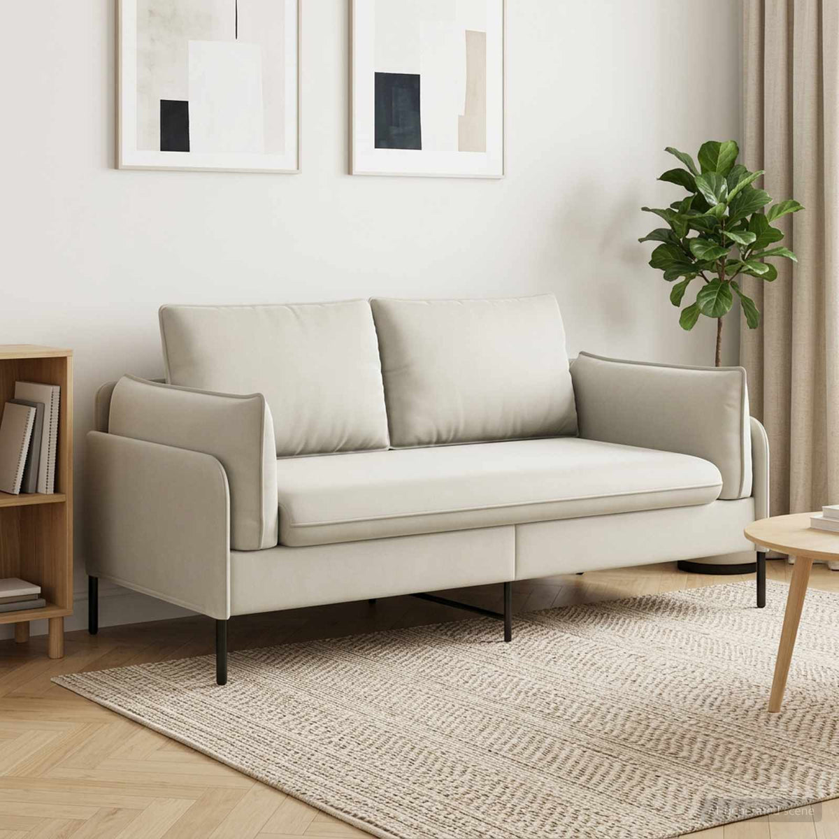 Sofa za dvije osobe 2-sjedalo Krem 188 x 81 x 89 cm Baršun