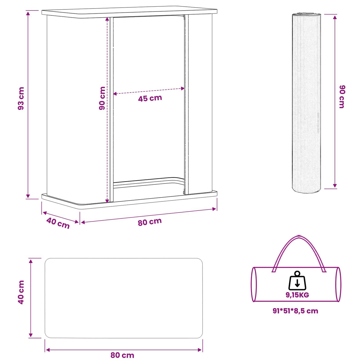 Sajamski pult Svijetlo smeđa i bijela 80 x 40 x 93 cm