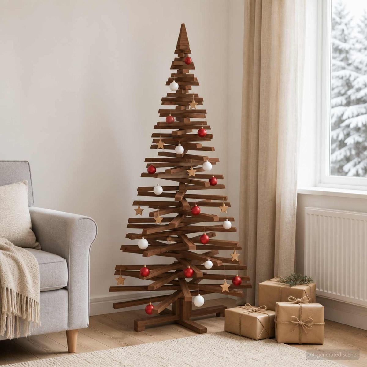 Drveno božićno drvce KOTKA 150 cm Masivna borovina