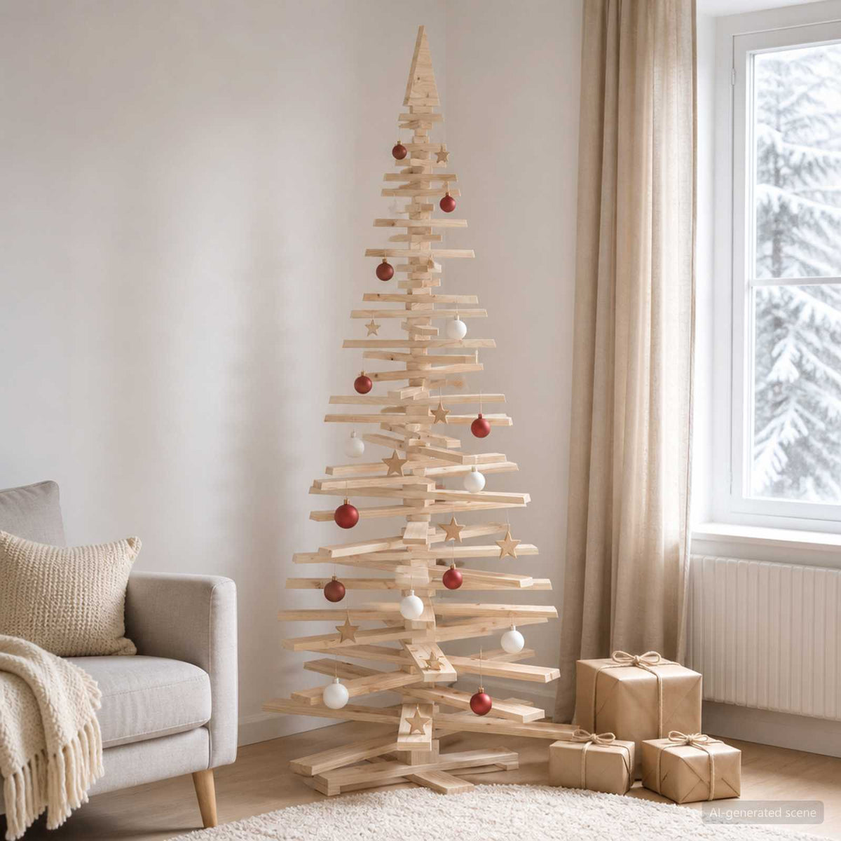 Drveno božićno drvce KOTKA 240 cm Masivna borovina Prirodno