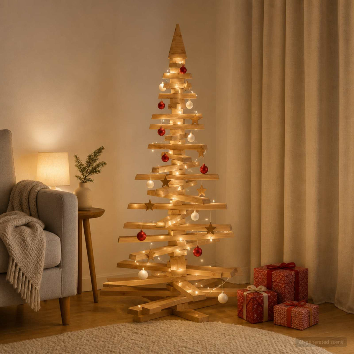 Drveno božićno drvce KOTKA 150 cm Masivna borovina