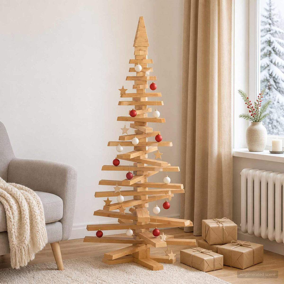 Drveno božićno drvce KOTKA 150 cm Masivna borovina