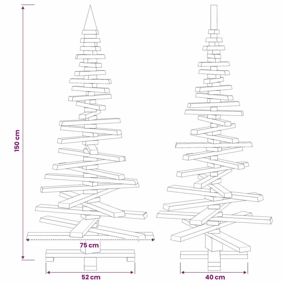 Drveno božićno drvce KOTKA 150 cm Masivna borovina