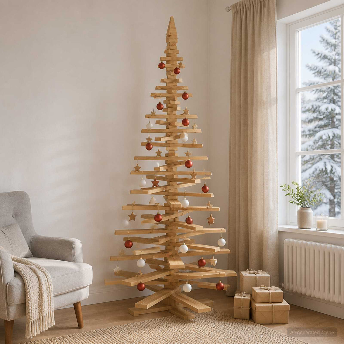 Drveno božićno drvce KOTKA 210 cm Masivna borovina
