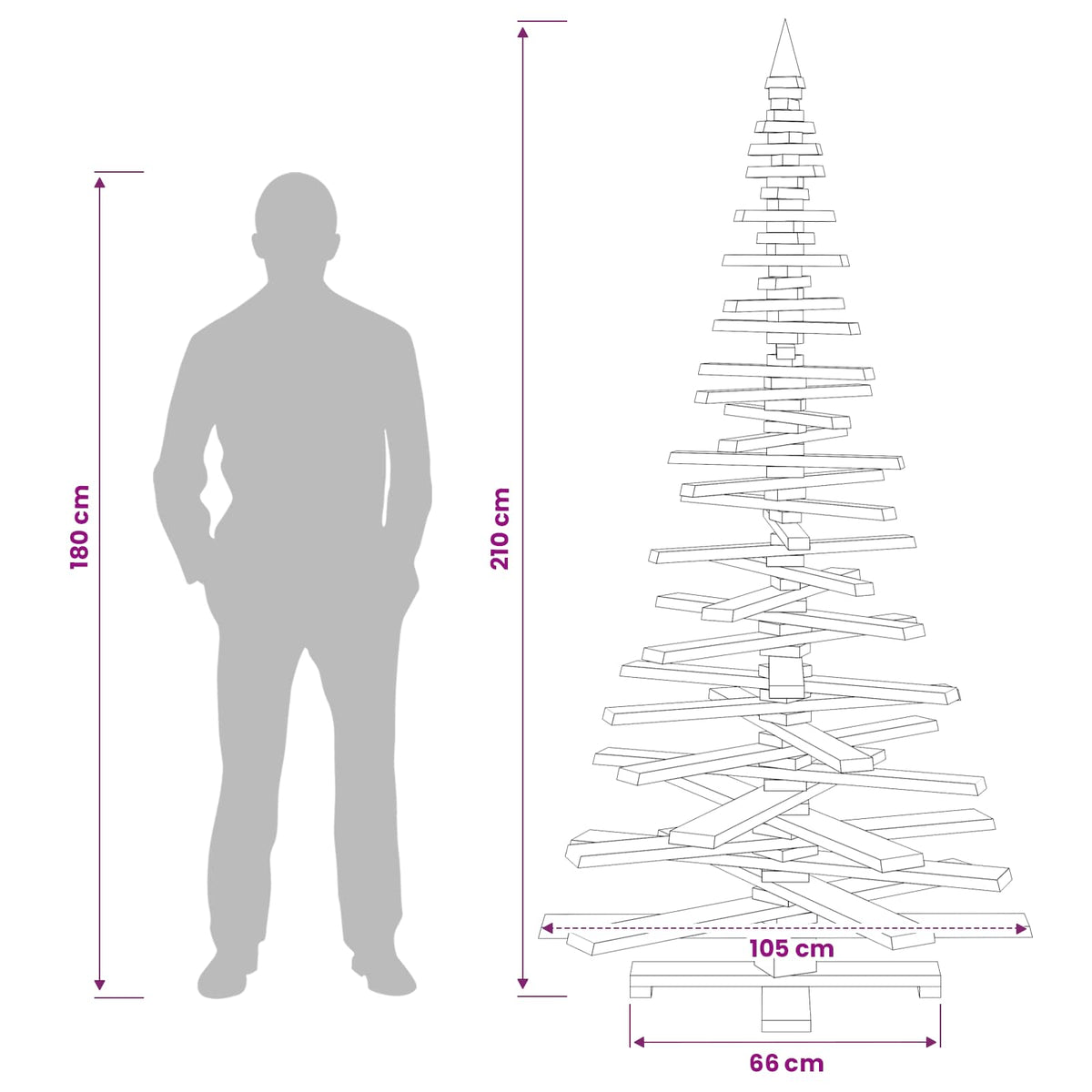 Drveno božićno drvce KOTKA 210 cm Masivna borovina