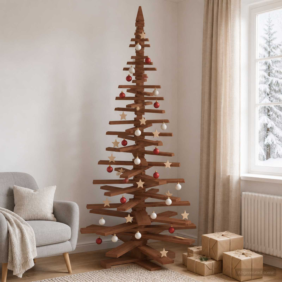 Drveno božićno drvce KOTKA 210 cm Masivna borovina