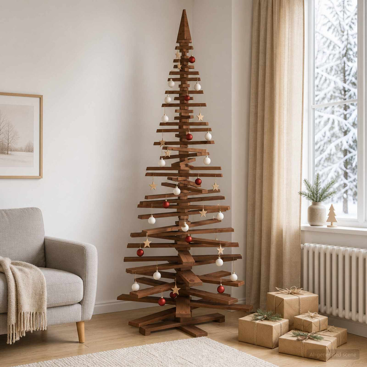 Drveno božićno drvce KOTKA 240 cm Masivna borovina