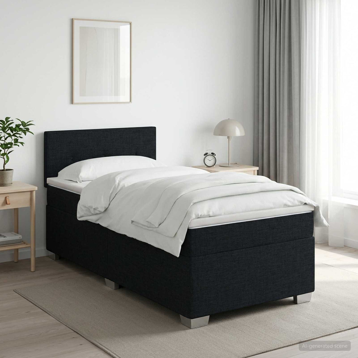 Boxspring krevet s madracem Crna 100 x 200 cm Tkanina