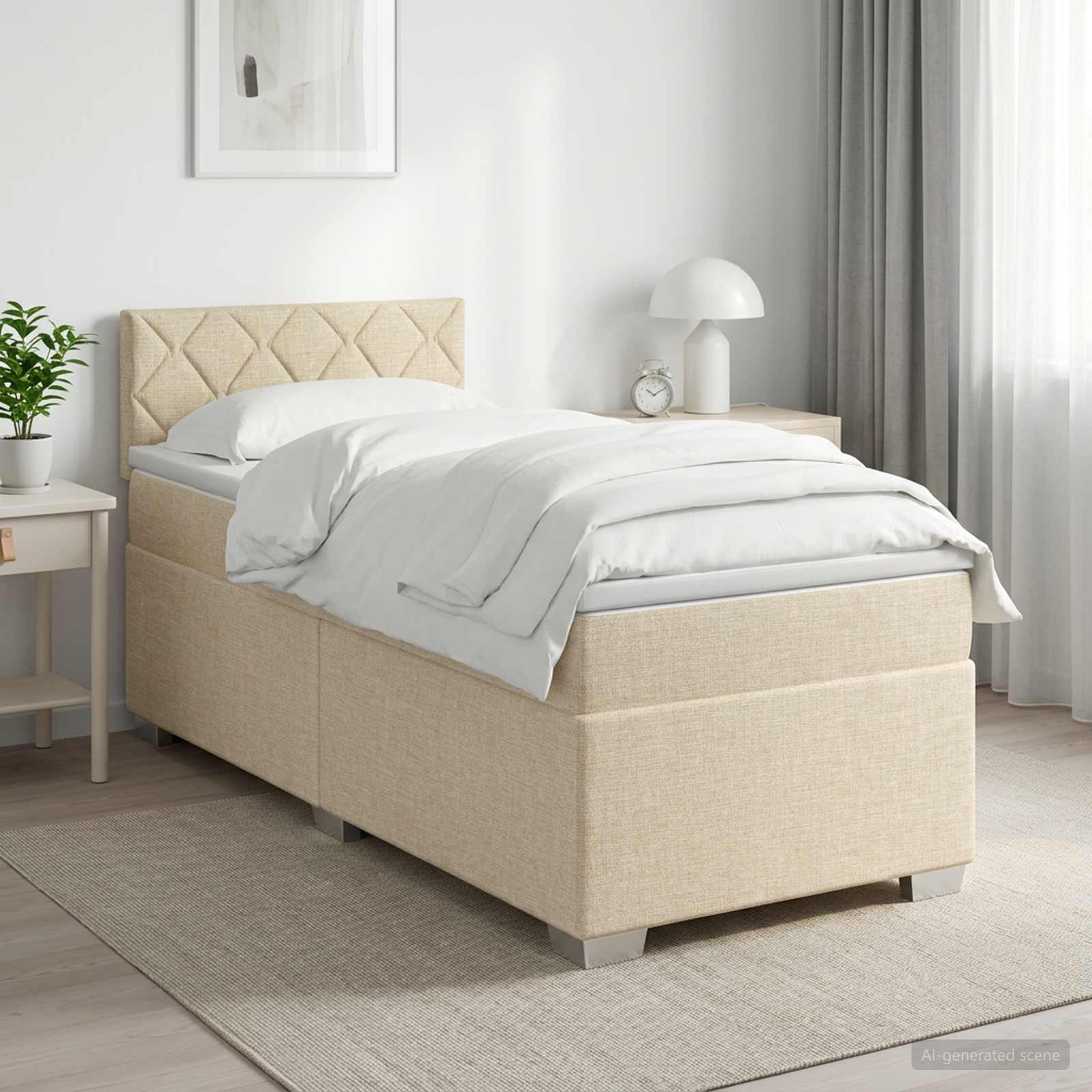 Boxspring krevet s madracem Krem 100 x 200 cm Tkanina