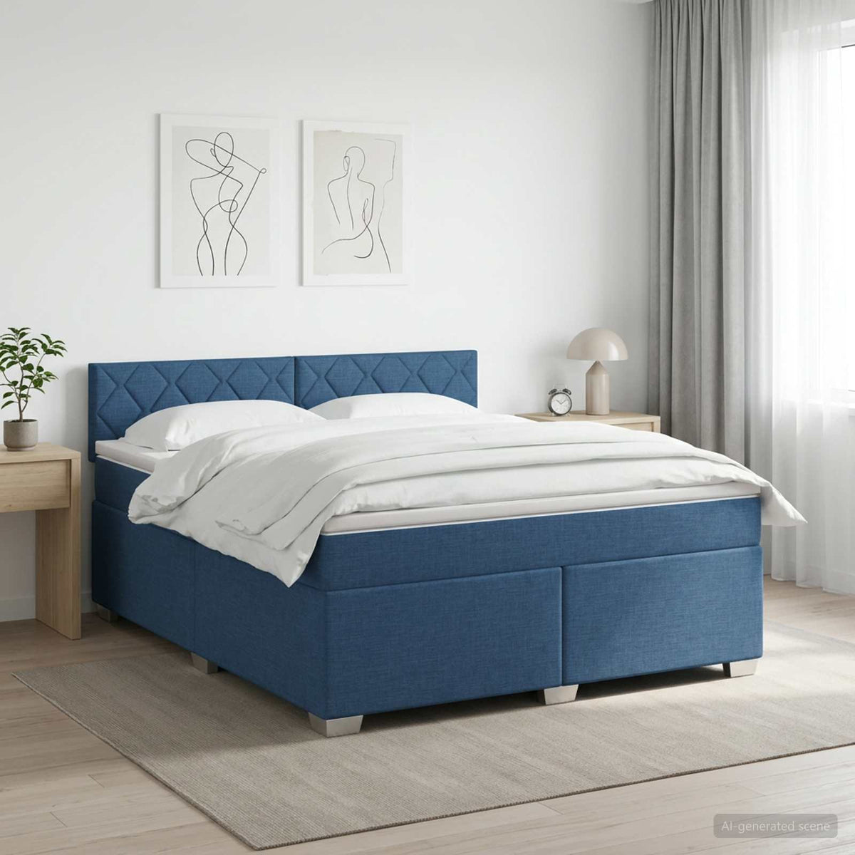 Boxspring krevet s madracem Plava 160 x 200 cm Tkanina