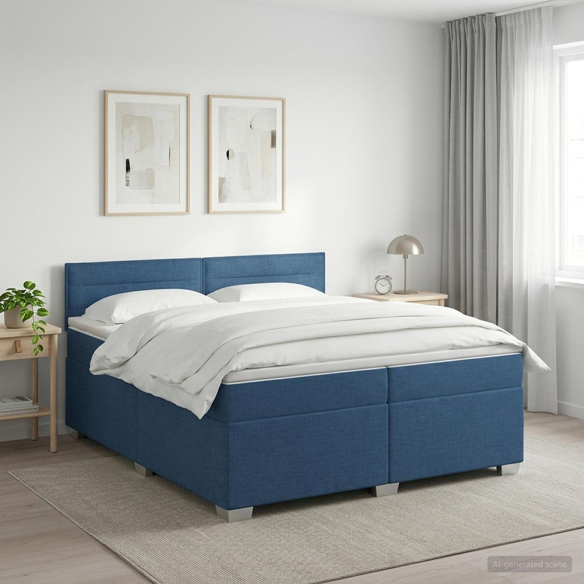 Boxspring krevet s madracem Plava 200 x 200 cm Tkanina