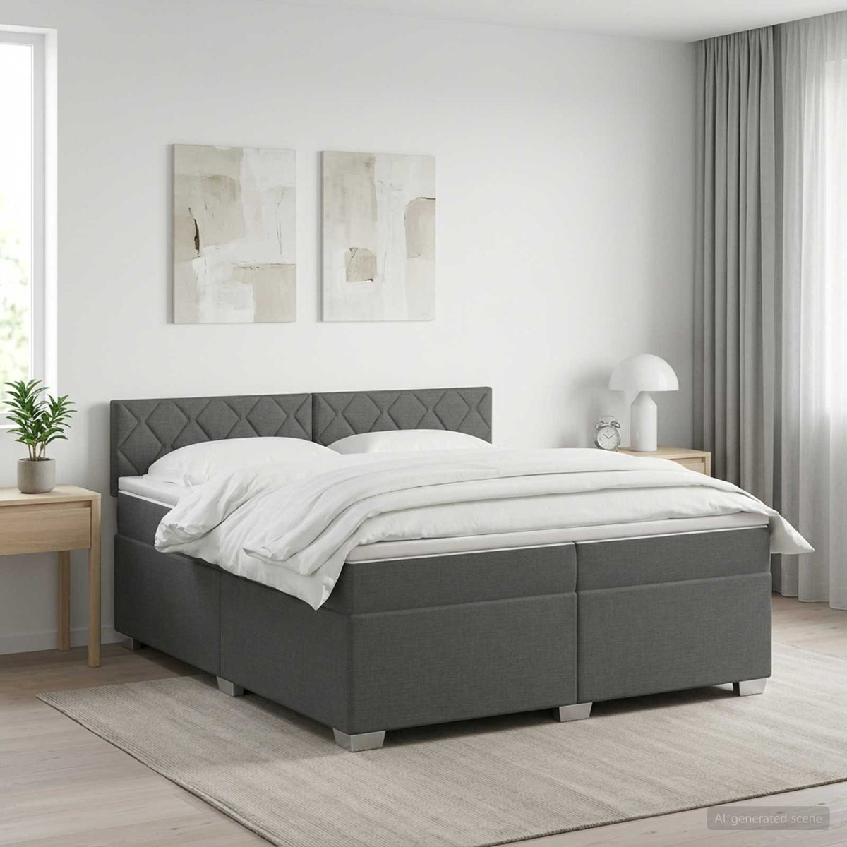 Boxspring krevet s madracem Tamnosiva 200 x 200 cm Tkanina