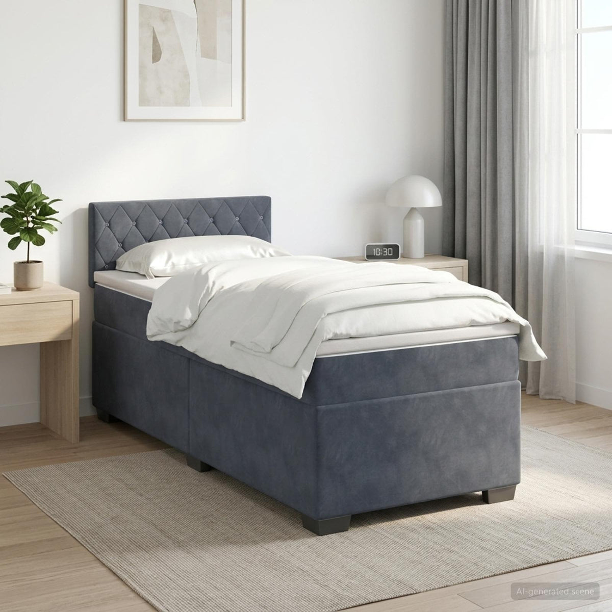 Boxspring krevet s madracem Tamnosiva 100 x 200 cm Baršun