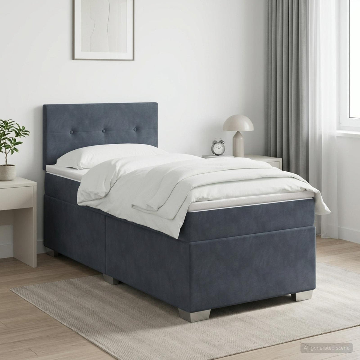 Boxspring krevet s madracem Tamnosiva 90 x 190 cm Baršun