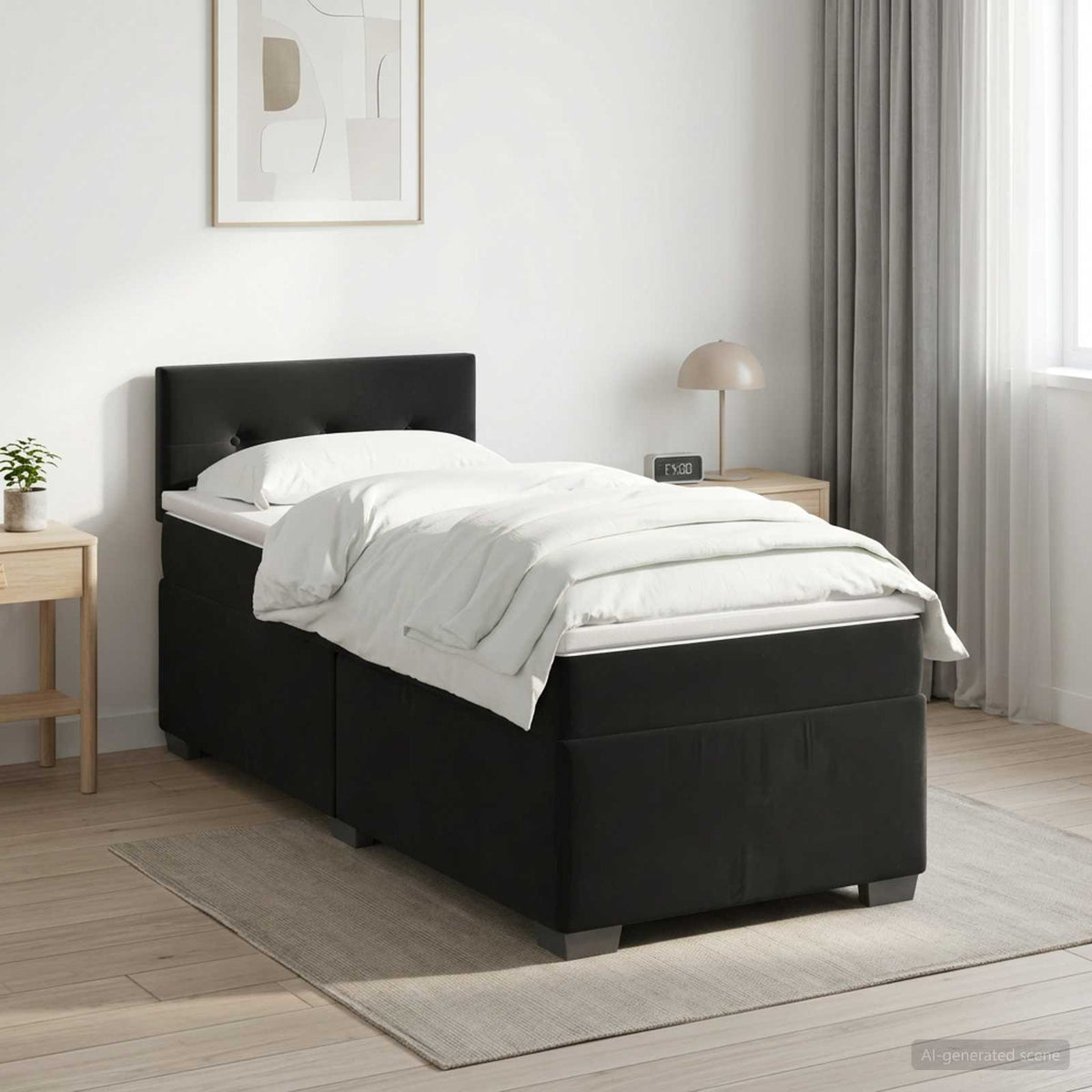 Boxspring krevet s madracem Crna 90 x 190 cm Baršun