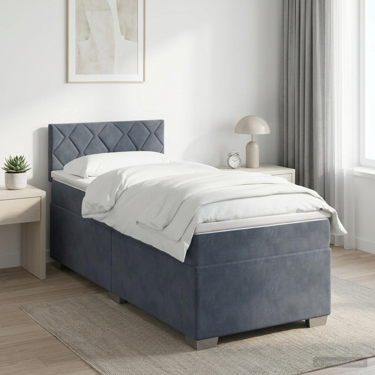 Boxspring krevet s madracem Tamnosiva 90 x 190 cm Baršun