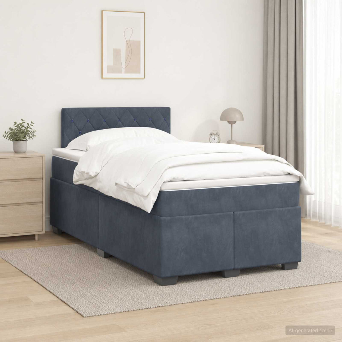 Boxspring krevet s madracem Tamnosiva 120 x 190 cm Baršun