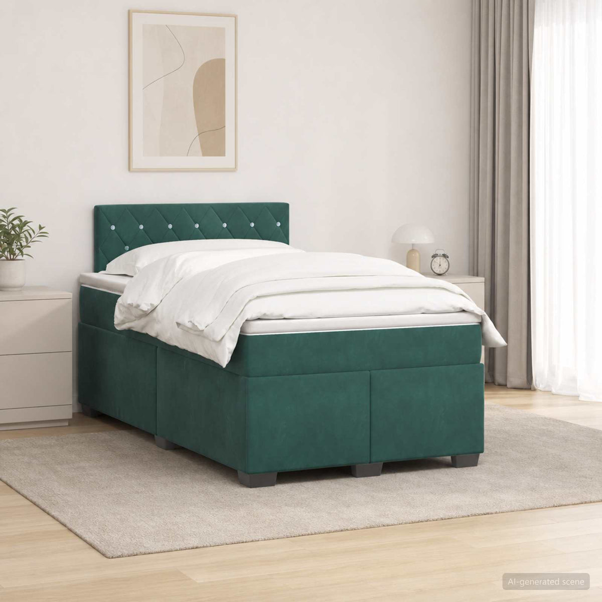 Boxspring krevet s madracem Tamnozelena 120 x 190 cm Baršun