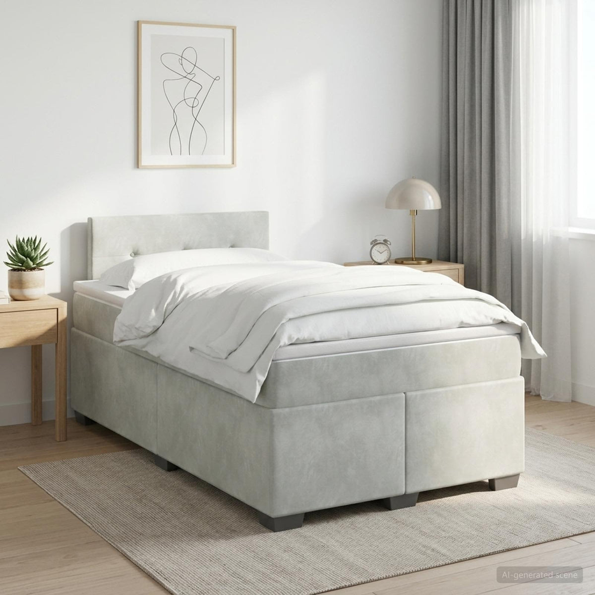 Boxspring krevet s madracem Svjetlosiva 120 x 200 cm Baršun