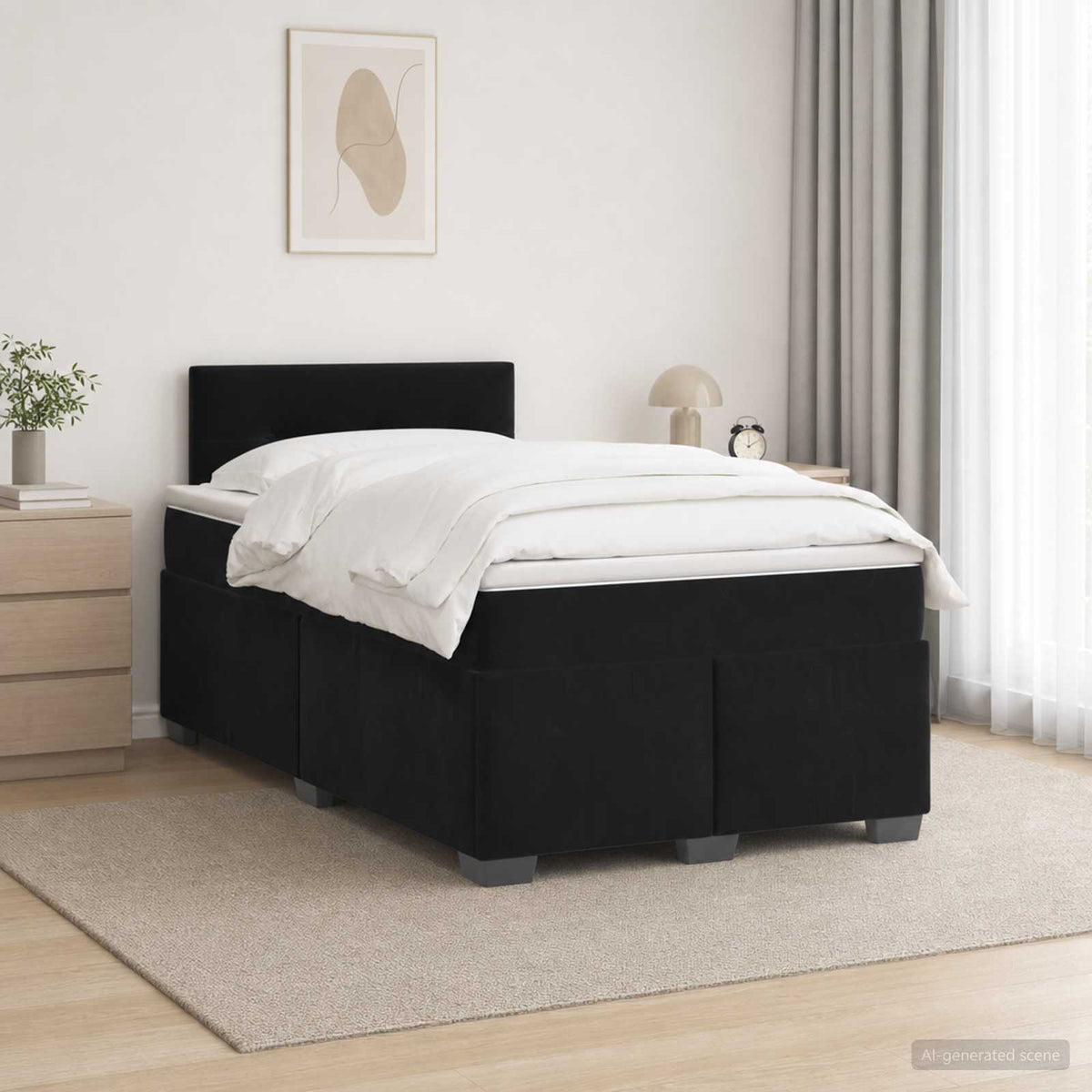 Boxspring krevet s madracem Crna 120 x 200 cm Baršun
