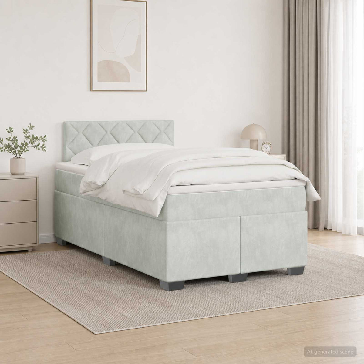 Boxspring krevet s madracem Svjetlosiva 120 x 200 cm Baršun