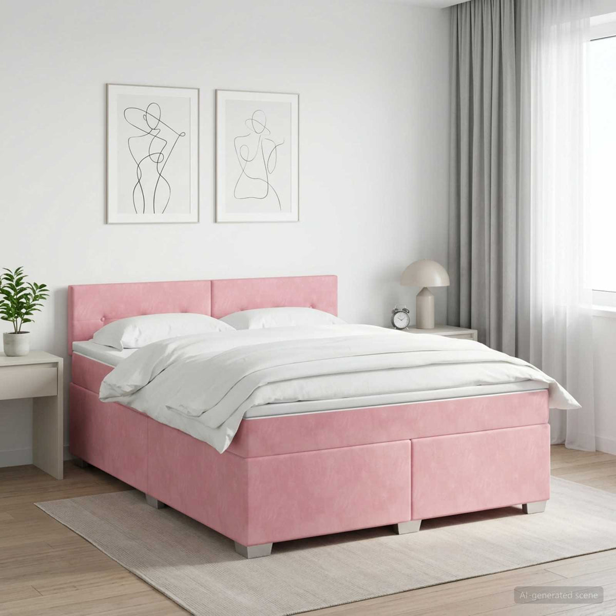 Boxspring krevet s madracem Ružičasta 160 x 200 cm Baršun
