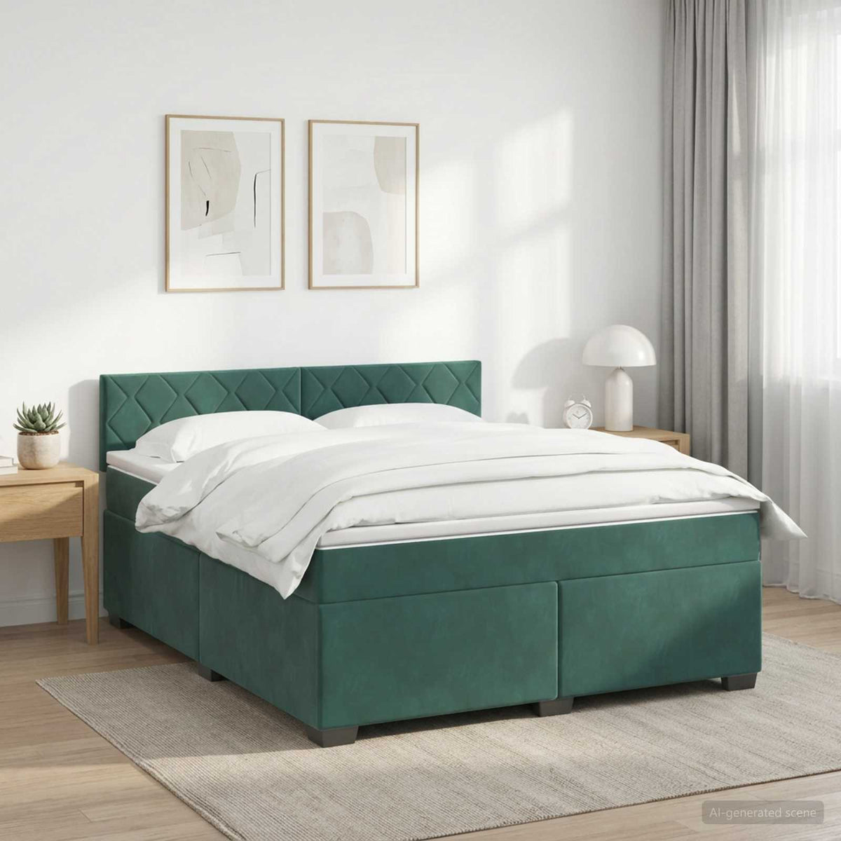 Boxspring krevet s madracem Tamnozelena 140 x 200 cm Baršun
