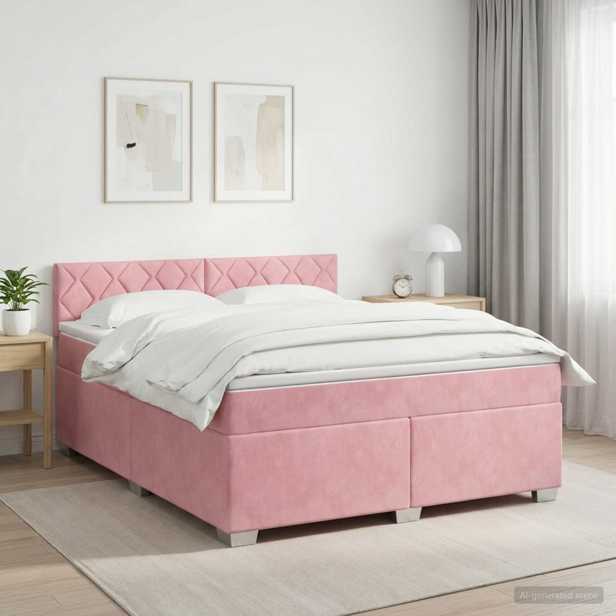 Boxspring krevet s madracem Ružičasta 140 x 190 cm Baršun