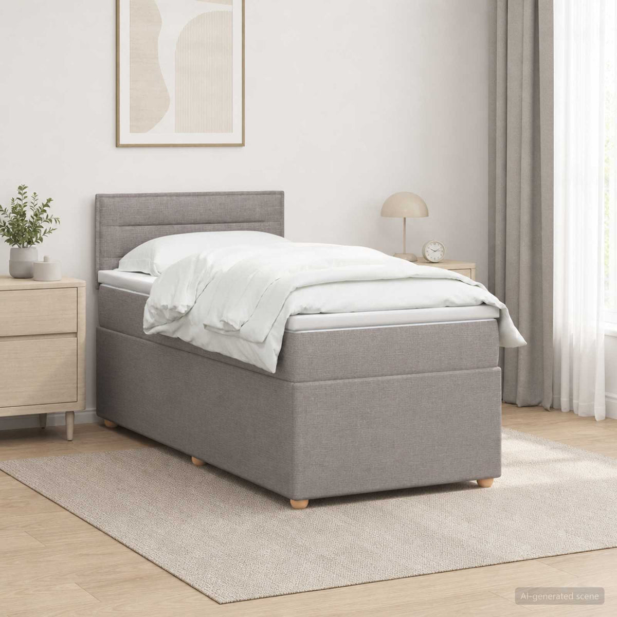 Boxspring krevet s madracem Sivosmeđa 90 x 190 cm Tkanina
