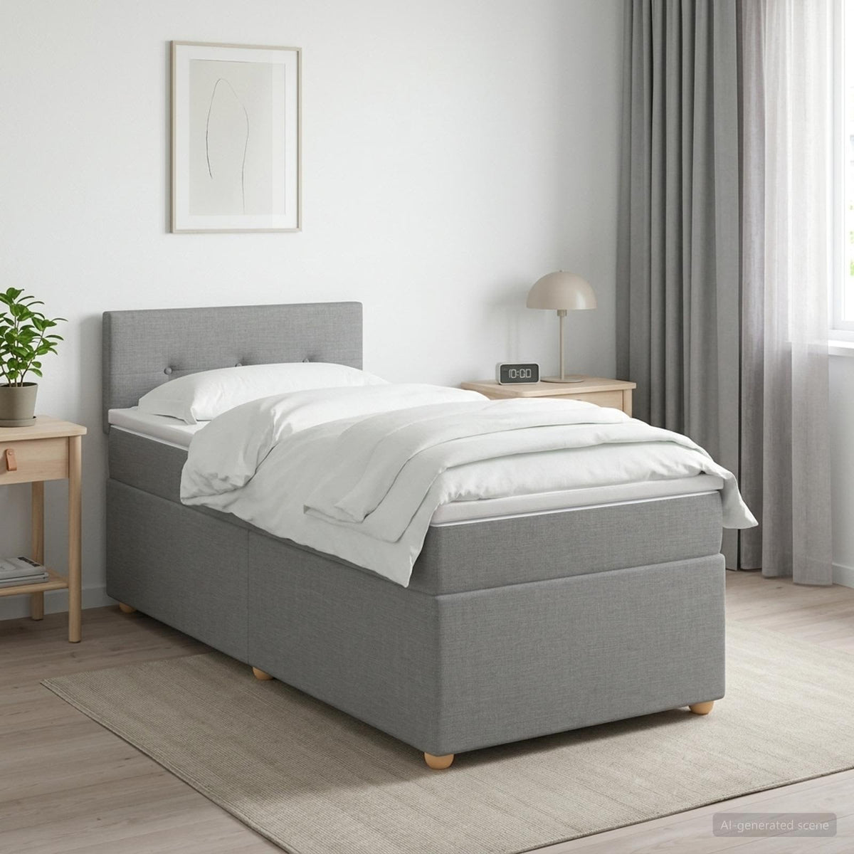 Boxspring krevet s madracem Svjetlosiva 90 x 200 cm Tkanina