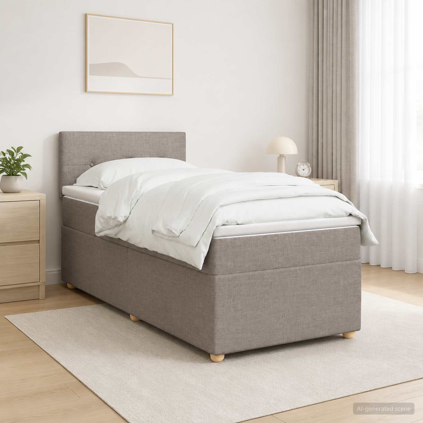 Boxspring krevet s madracem Sivosmeđa 80 x 200 cm Tkanina