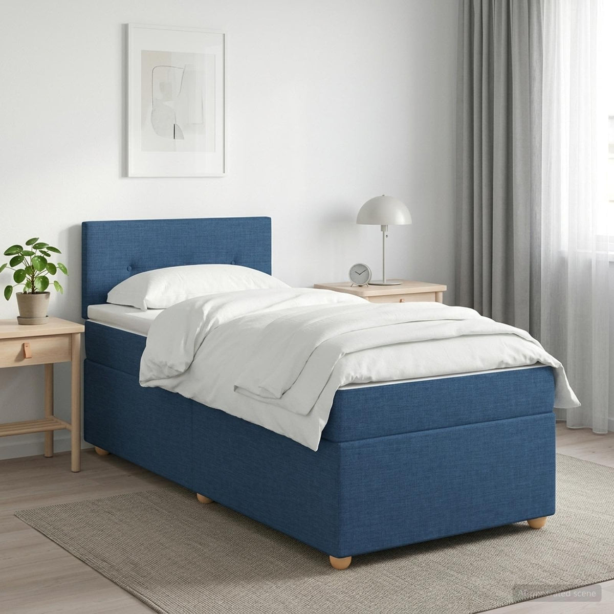 Boxspring krevet s madracem Plava 90 x 200 cm Tkanina
