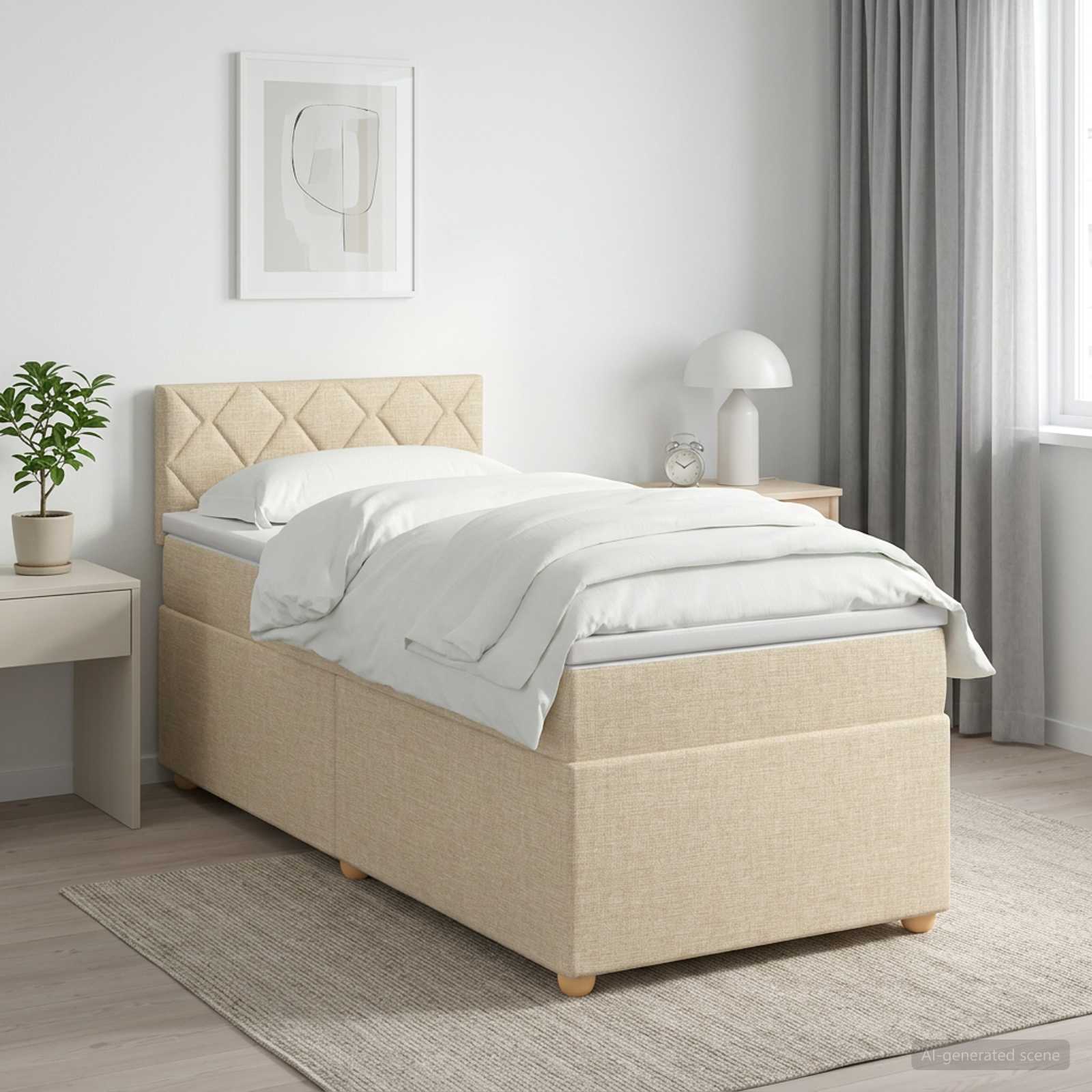 Boxspring krevet s madracem Krem 100 x 200 cm Tkanina