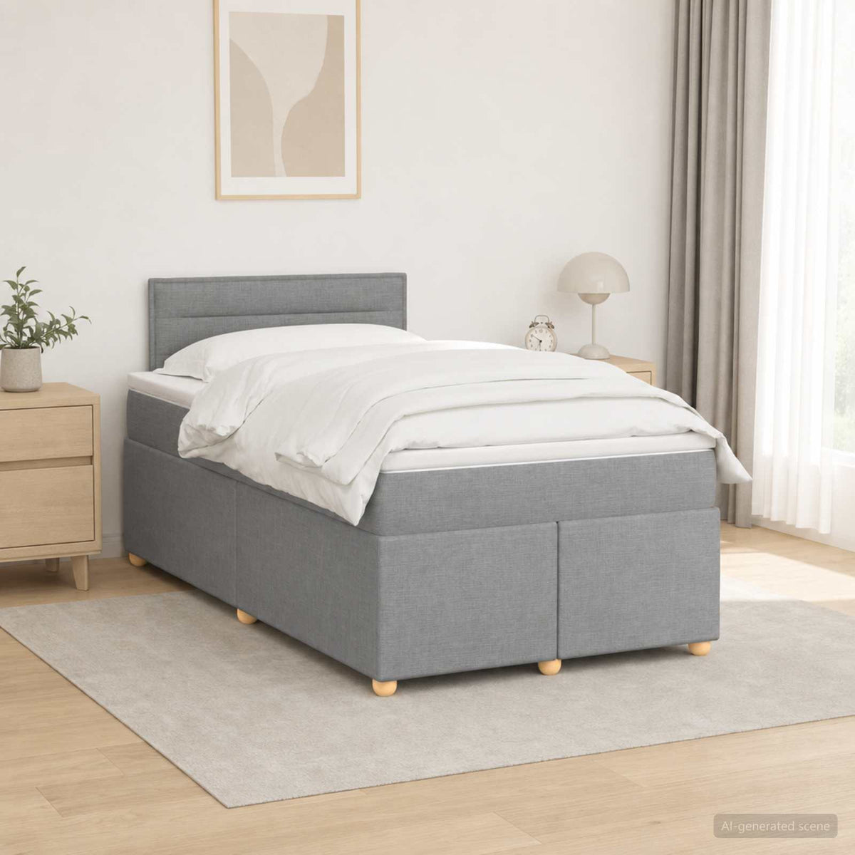 Boxspring krevet s madracem Svjetlosiva 120 x 200 cm Tkanina