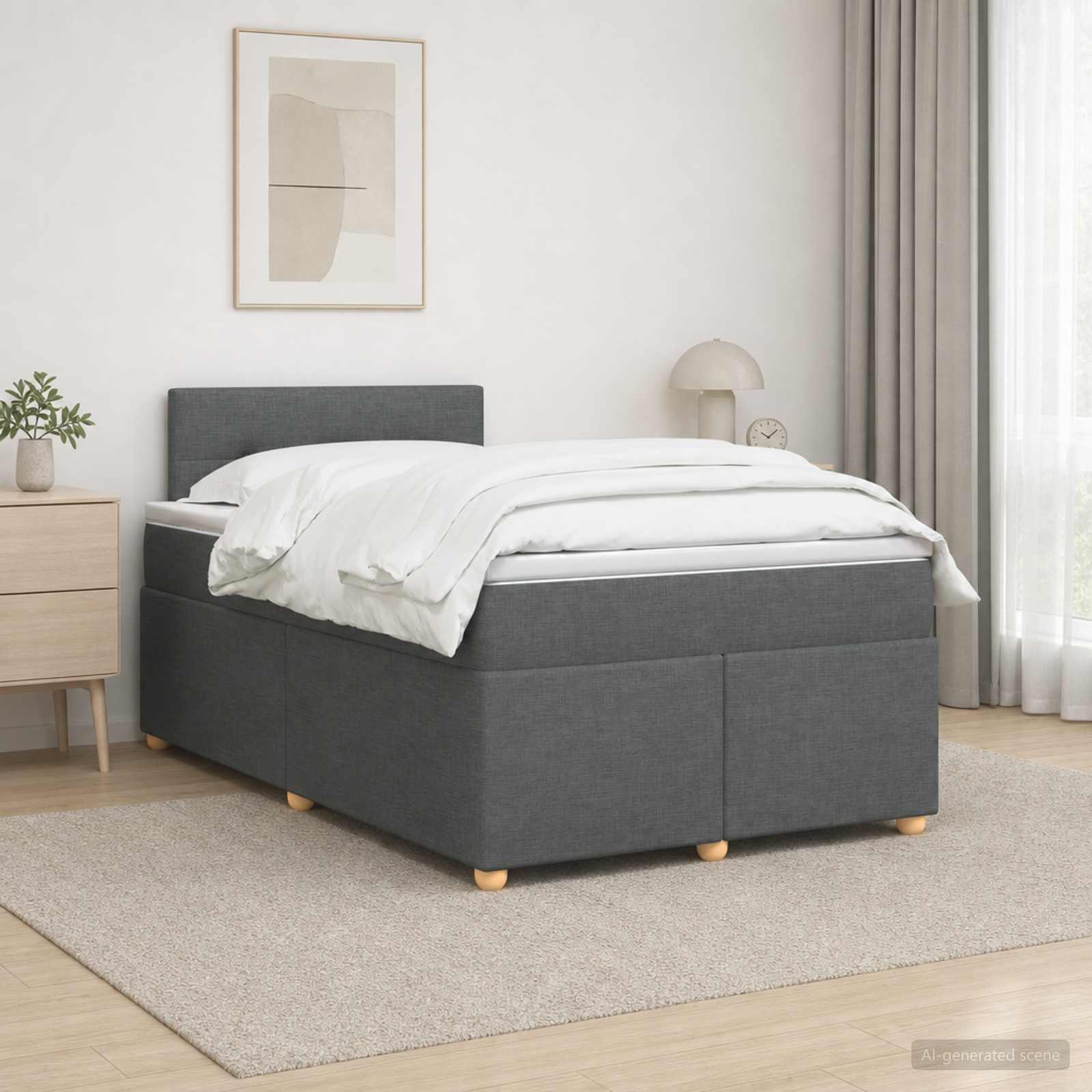 Boxspring krevet s madracem Tamnosiva 120 x 190 cm Tkanina