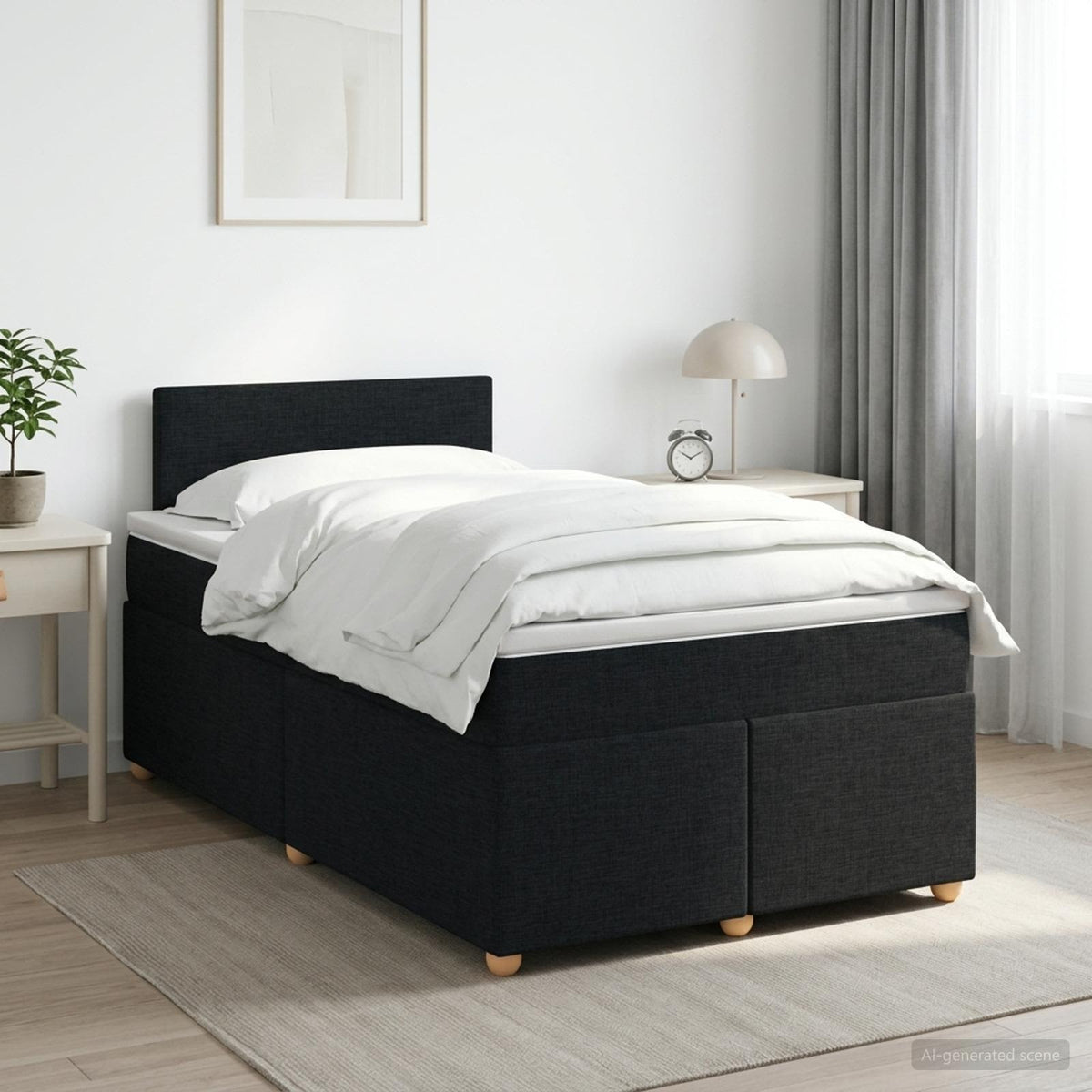 Boxspring krevet s madracem Crna 120 x 200 cm Tkanina