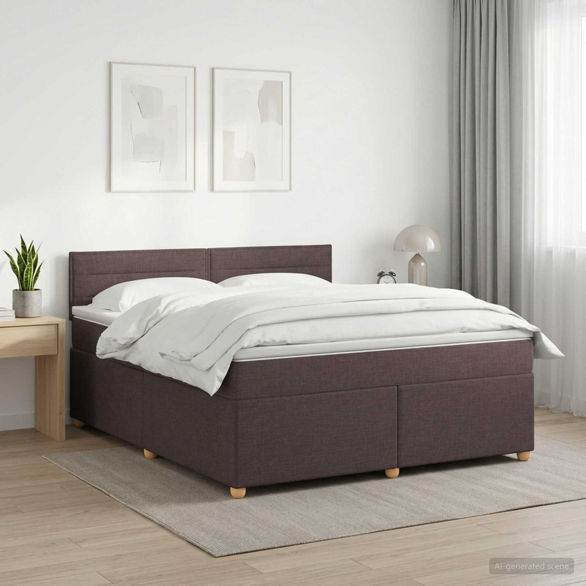 Boxspring krevet s madracem Tamno smeđa 140 x 190 cm Tkanina