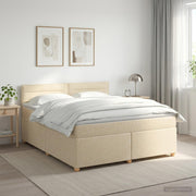 Boxspring krevet s madracem Krem 140 x 190 cm Tkanina