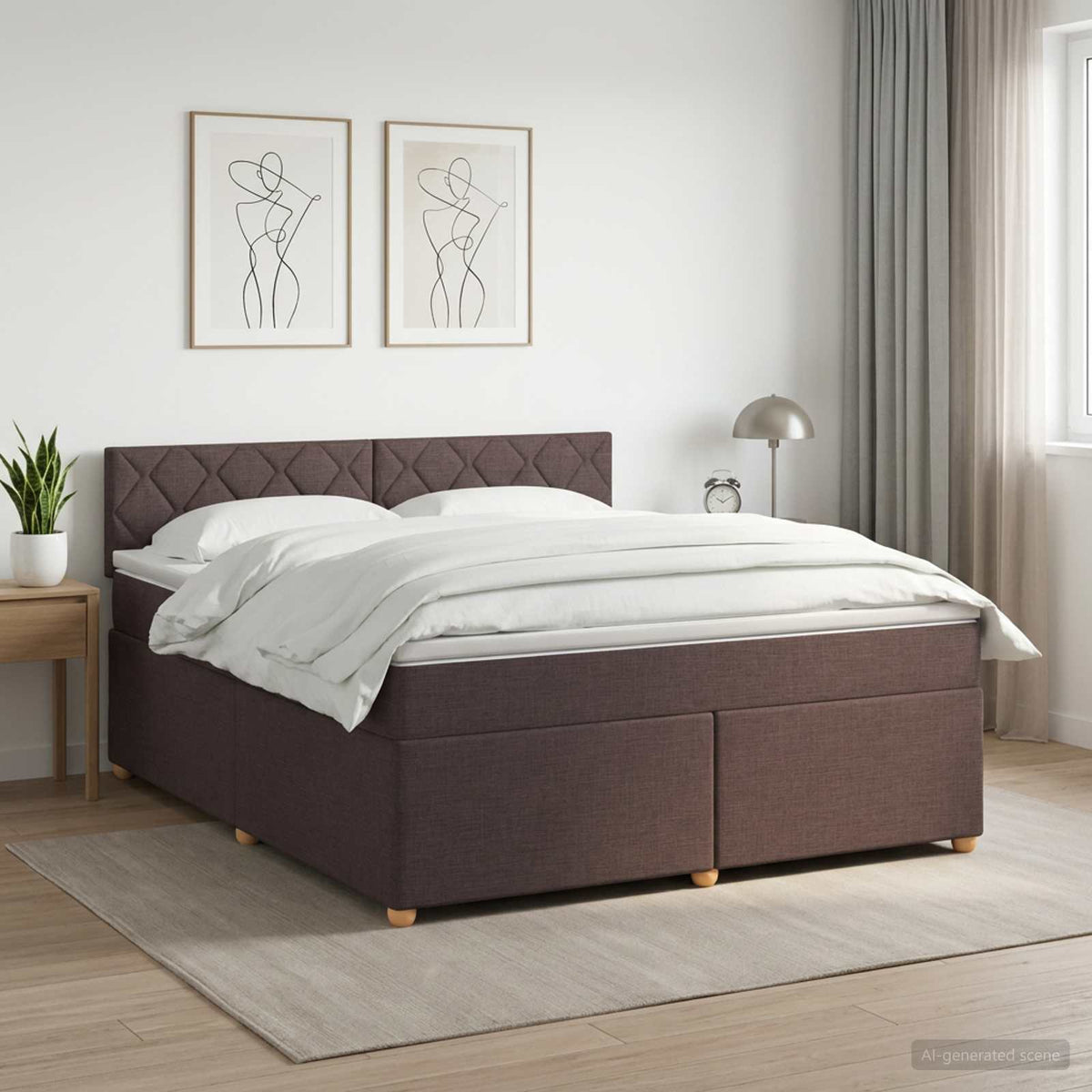 Boxspring krevet s madracem Tamno smeđa 180 x 200 cm Tkanina