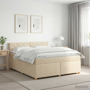 Boxspring krevet s madracem Krem 180 x 200 cm Tkanina 202 x 182 x 88 cm