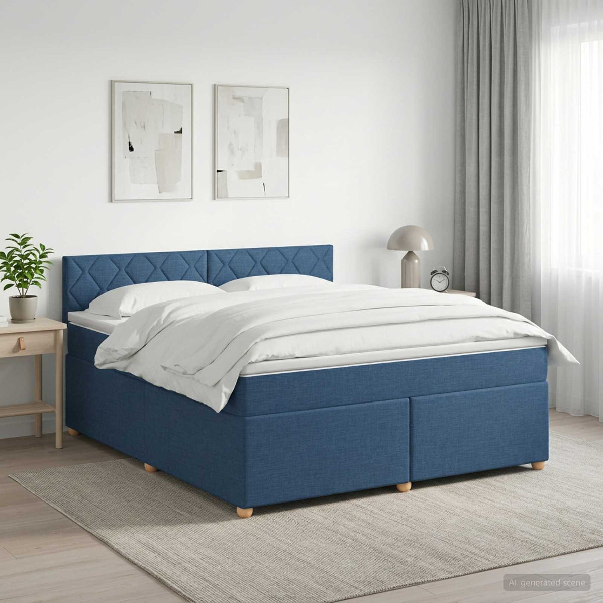 Boxspring krevet s madracem Plava 160 x 200 cm Tkanina