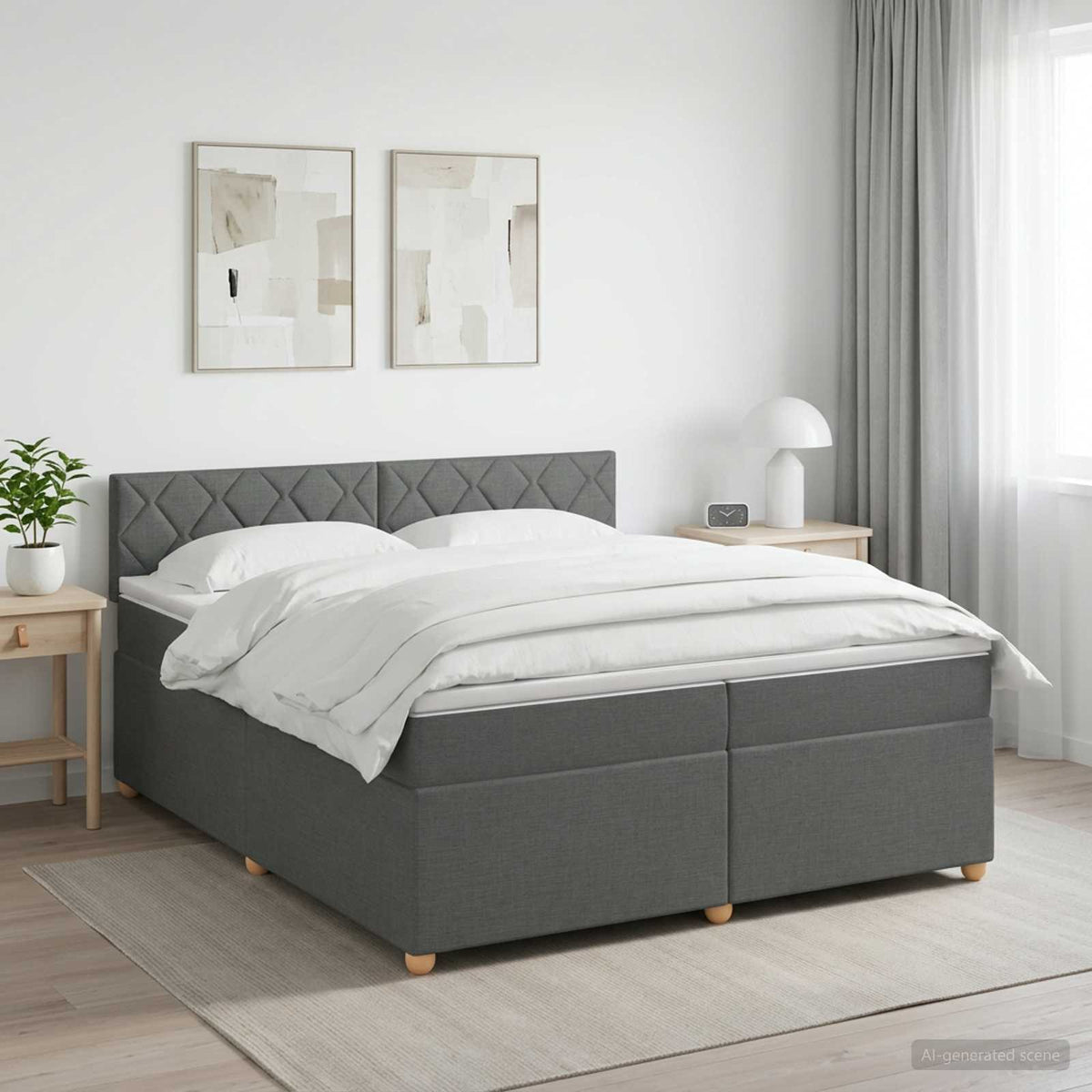 Boxspring krevet s madracem Tamnosiva 200 x 200 cm Tkanina