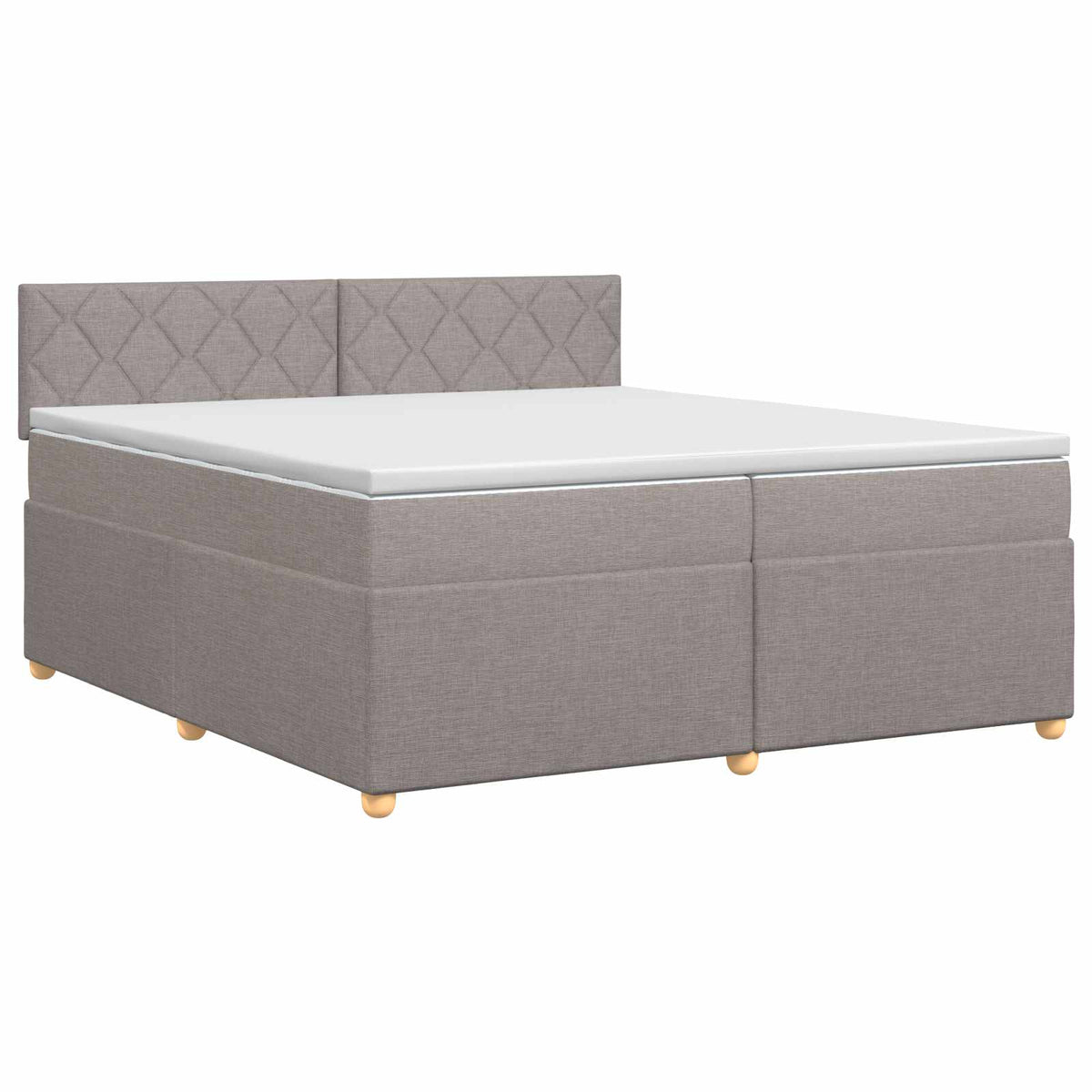 Boxspring krevet s madracem Sivosmeđa 200 x 200 cm Tkanina Smeđesiva 202 x 202 x 88 cm